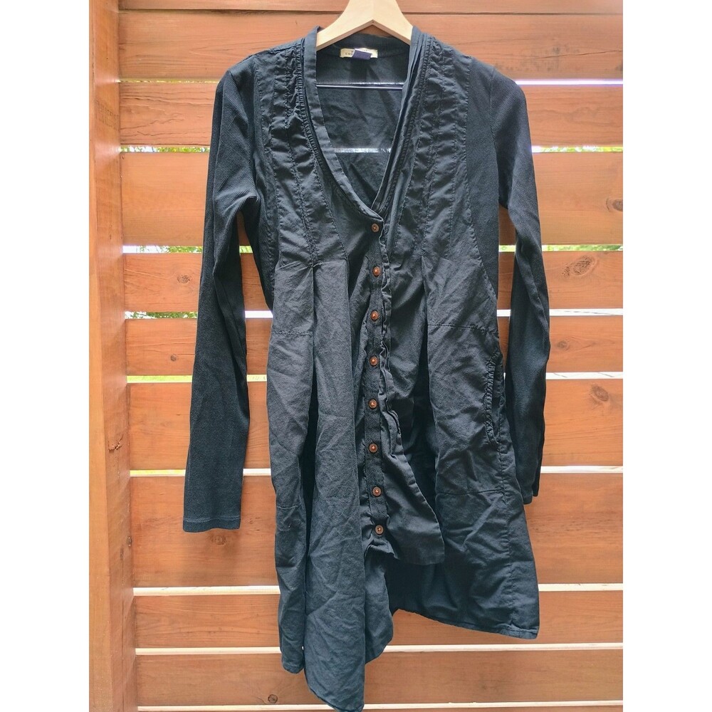 Prairie Underground M Black Organic Cotton Assymetrical Dress Tunic Natural